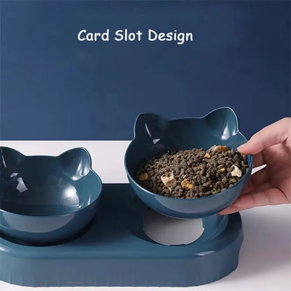 Dreifacher Katzennapf, Futterautomat für Haustiere, 2-in-1-Doppelnäpfe mit automatischer Trinkflasche, neig- und drehbares Design für Katzen und Hunde