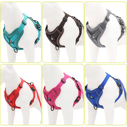 Ensemble harnais et laisse anti-traction pour chien – Gilet en maille réfléchissante réglable pour chiens de petite et moyenne taille, chats, bouledogues français 