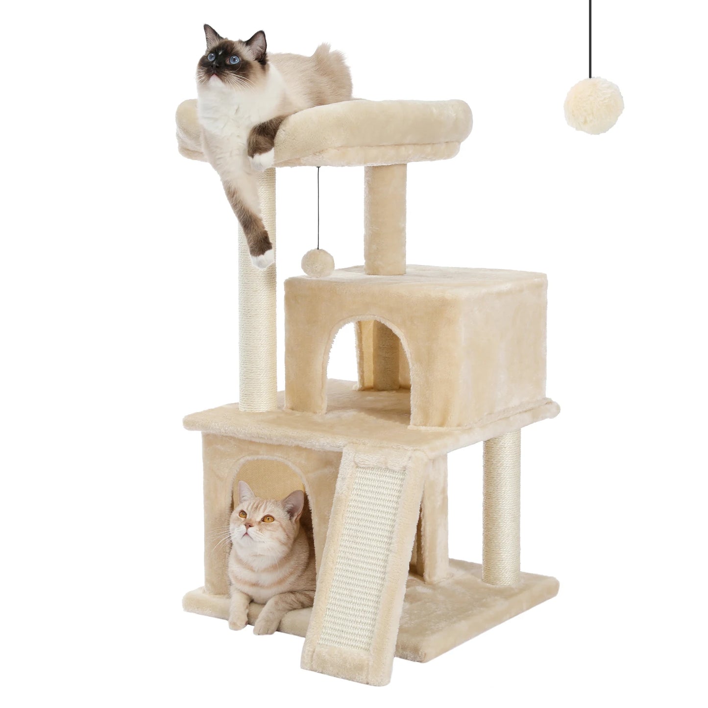 Arbre à chat de luxe – Condos doubles, hamac, perchoir spacieux, griffoirs en sisal