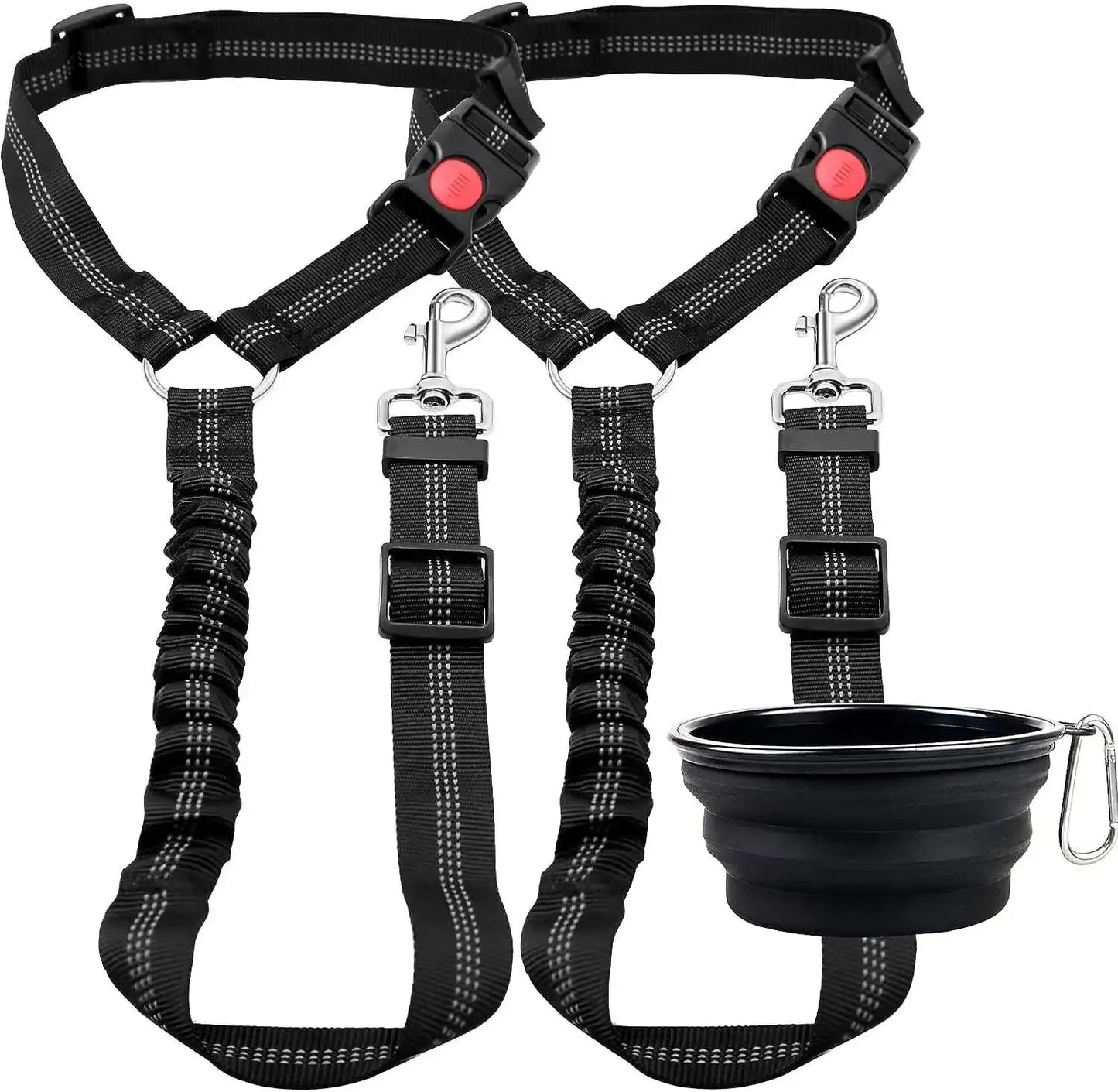 Ceinture de sécurité pour chien de haute qualité Ceinture de sécurité pour chien avec ceinture d'amortissement et ligne réfléchissante Longueur réglable Convient à tous les chiens