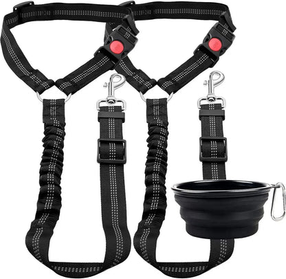 Ceinture de sécurité pour chien de haute qualité Ceinture de sécurité pour chien avec ceinture d'amortissement et ligne réfléchissante Longueur réglable Convient à tous les chiens