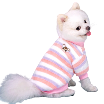 Soft Flannel Warm Dog Clothes Winter Dogs Hoodie Sweatshirt For Puppy Cat Rainbow Striped Clothing Chihuahua Shih Tzu Apparel
