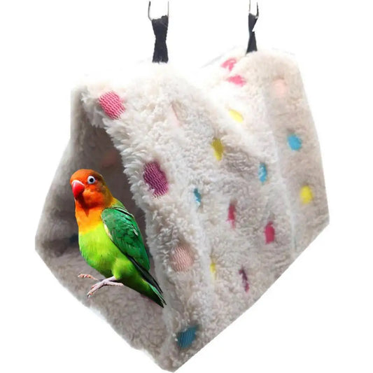 Hamac triangulaire pour oiseaux – Tente de cage suspendue chaude pour l’hiver pour perroquets et petits oiseaux 