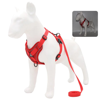 Ensemble harnais et laisse anti-traction pour chien – Gilet en maille réfléchissante réglable pour chiens de petite et moyenne taille, chats, bouledogues français 