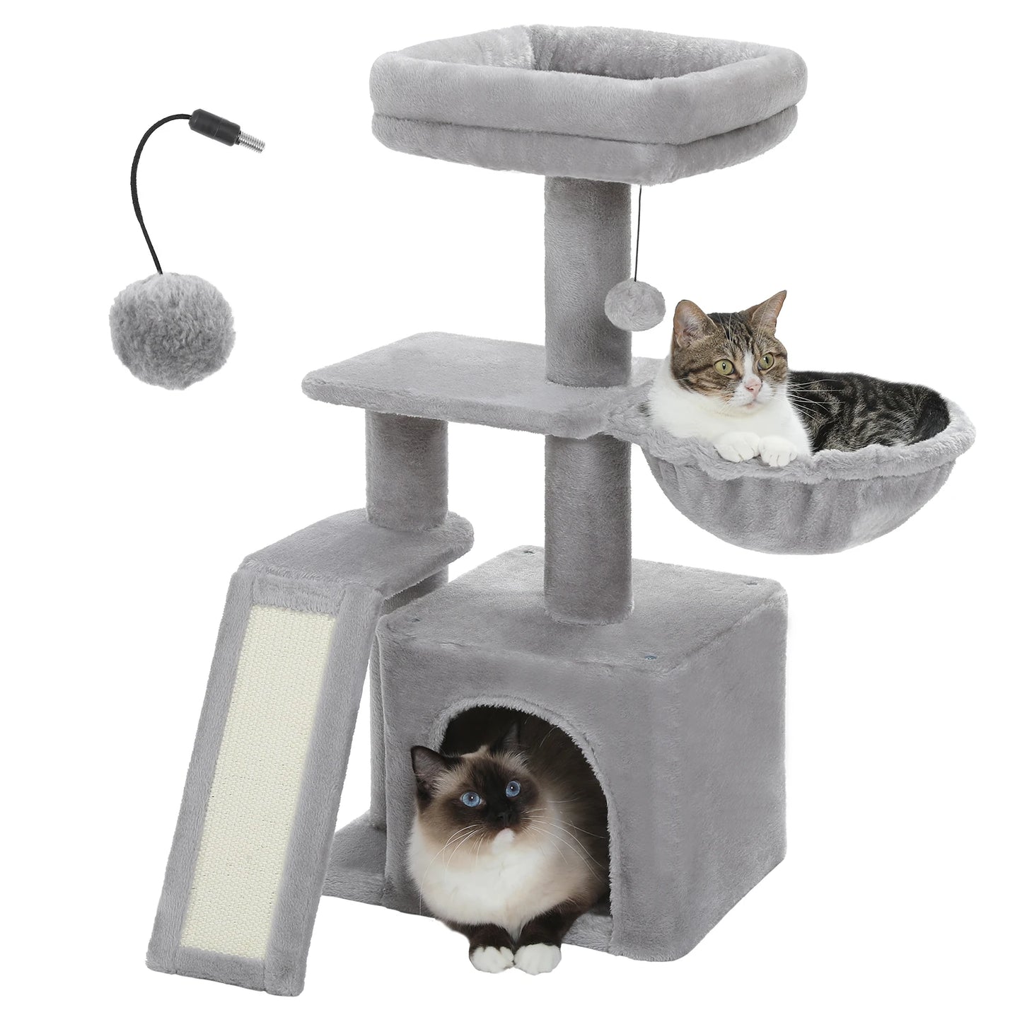 Arbre à chat de luxe – Condos doubles, hamac, perchoir spacieux, griffoirs en sisal