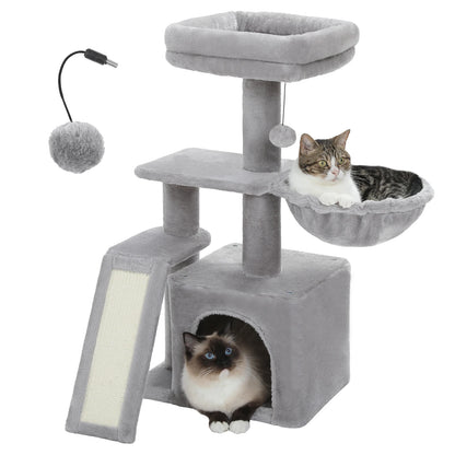 Arbre à chat de luxe – Condos doubles, hamac, perchoir spacieux, griffoirs en sisal