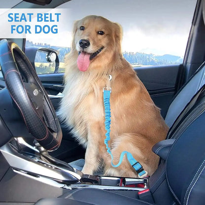Ceinture de sécurité pour chien de haute qualité Ceinture de sécurité pour chien avec ceinture d'amortissement et ligne réfléchissante Longueur réglable Convient à tous les chiens