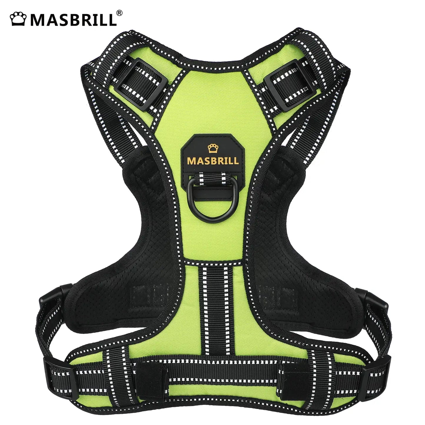 MASBRILL Pet No-Pull Harness – Upgrade Version Reflective Nylon Adjustable Dog Vest for Medium & Large Dog