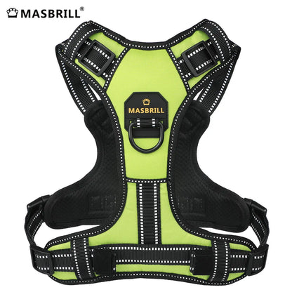 MASBRILL Pet No-Pull Harness – Upgrade Version Reflective Nylon Adjustable Dog Vest for Medium & Large Dog