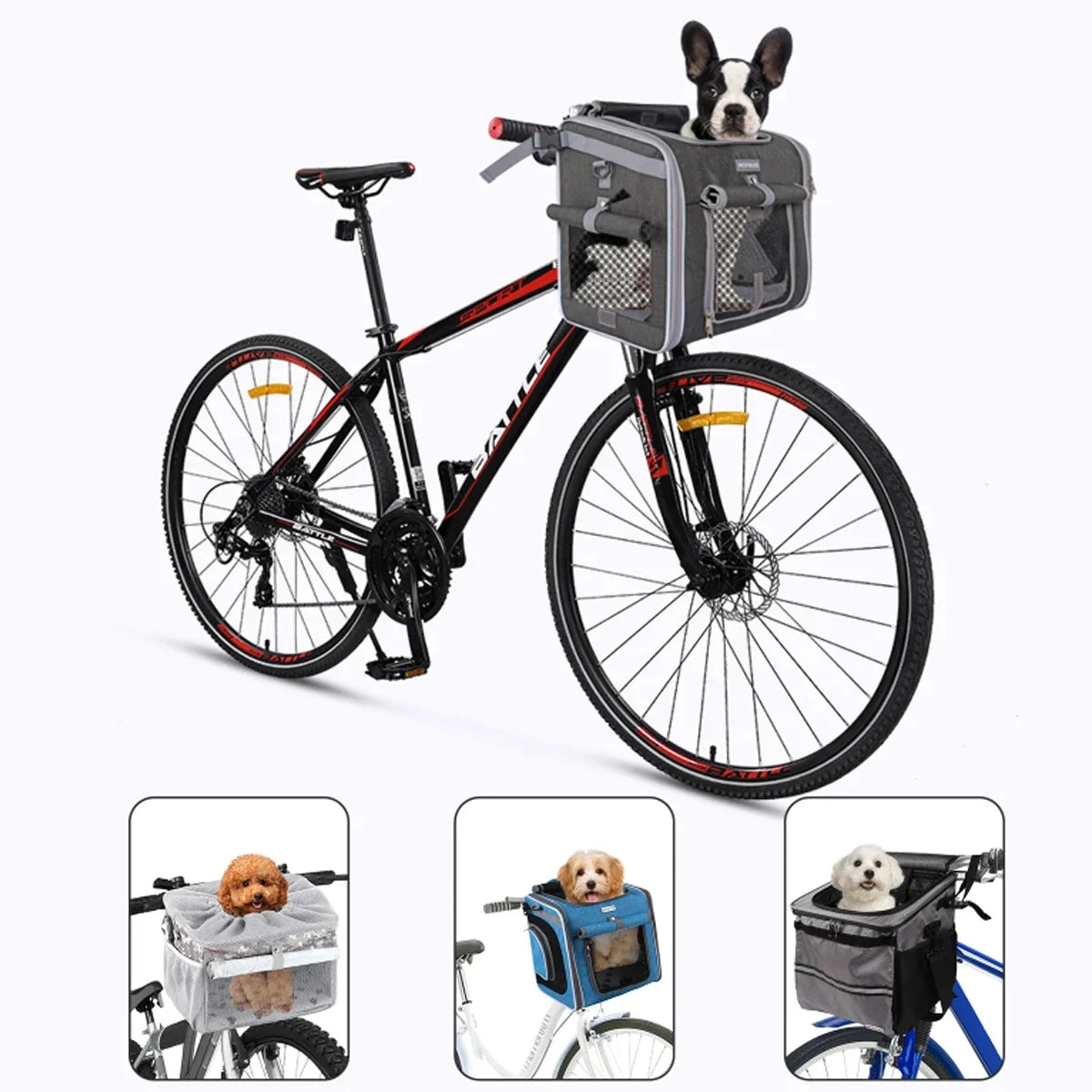 Panier de vélo pour chien – Porte-vélo amovible, respirant et confortable pour animaux de petite et moyenne taille 