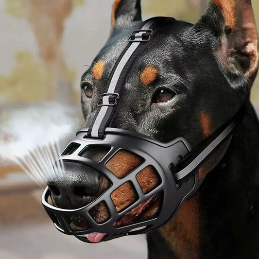 Muselière réglable pour chien avec bande réfléchissante – Design anti-morsure, respirant, permet de boire de l'eau