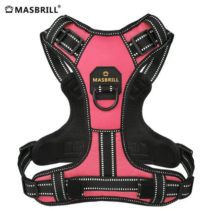 MASBRILL Pet No-Pull Harness – Upgrade Version Reflective Nylon Adjustable Dog Vest for Medium & Large Dog