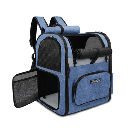 Sac à dos de transport pour chien – Sac de voyage robuste, respirant, pliable et à double porte pour animaux de compagnie jusqu'à 20 lb