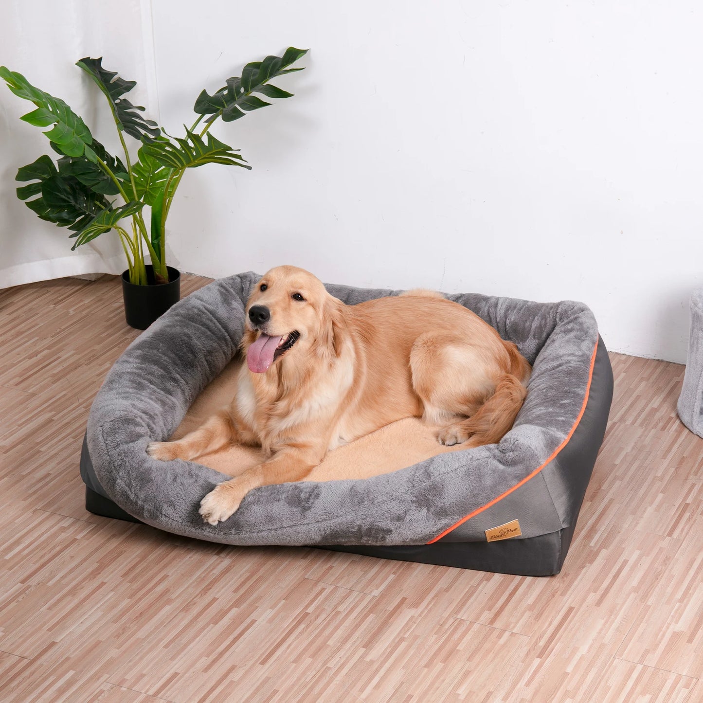 Lit orthopédique pour chien avec traversin - Housse super douce et amovible