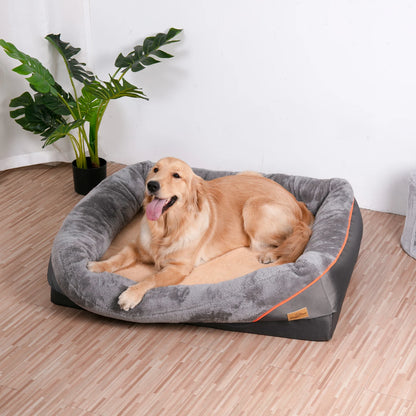 Lit orthopédique pour chien avec traversin - Housse super douce et amovible