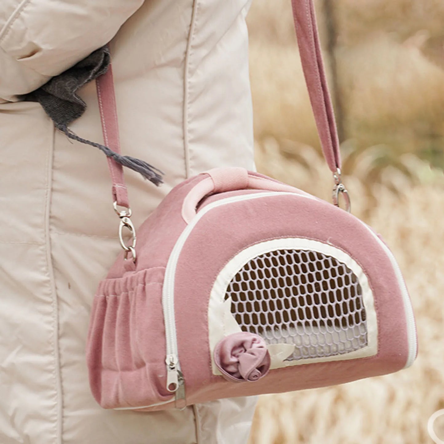 Hamster Carrier Bag Shoulder Bag Travel Portable Breathable Pet Outdoor Pouch for Small Animals Small Pet Squirrel Hedgehog Rat