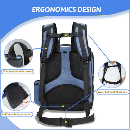 Sac à dos de transport pour chien – Sac de voyage robuste, respirant, pliable et à double porte pour animaux de compagnie jusqu'à 20 lb