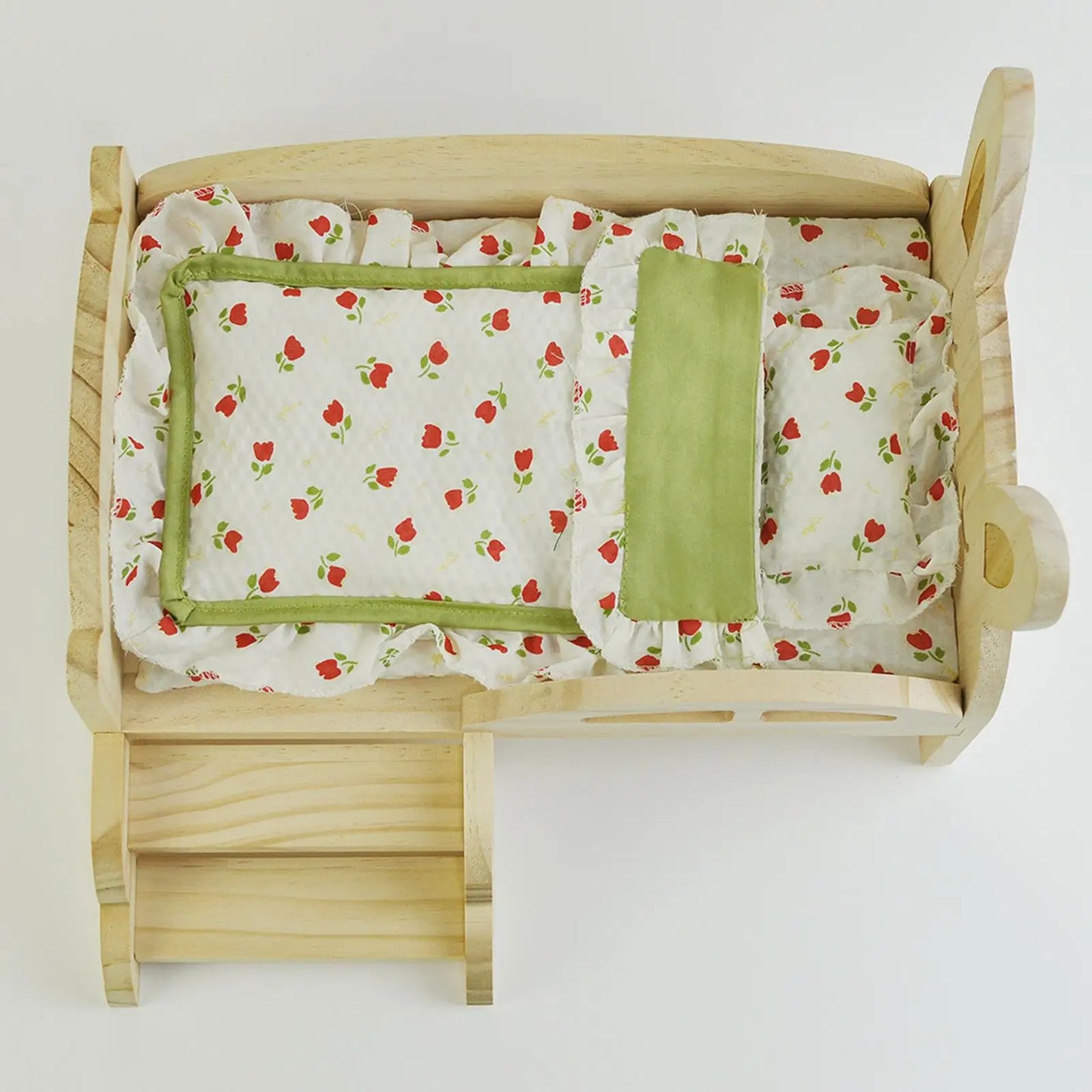 Lit de poupée miniature en bois avec escalier – Meubles de maison de jeu à l'échelle 1:6 pour poupées et hamsters