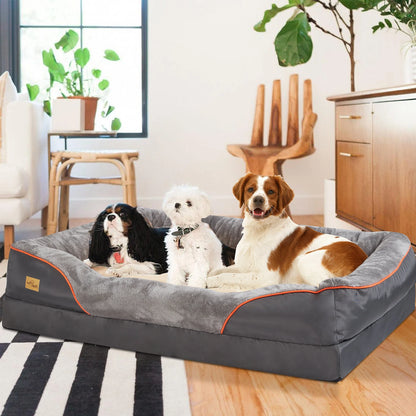 Lit orthopédique pour chien avec traversin - Housse super douce et amovible