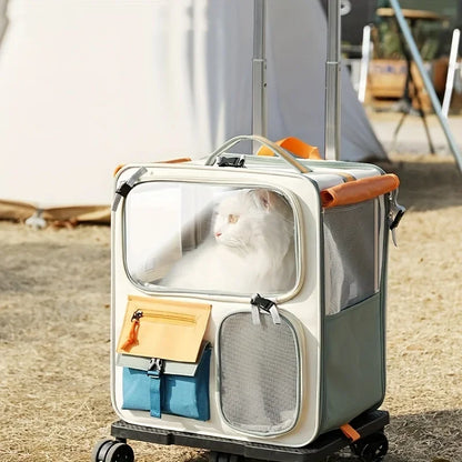 Chariot de transport pour animaux de compagnie avec roues silencieuses - Confortable et respirant 