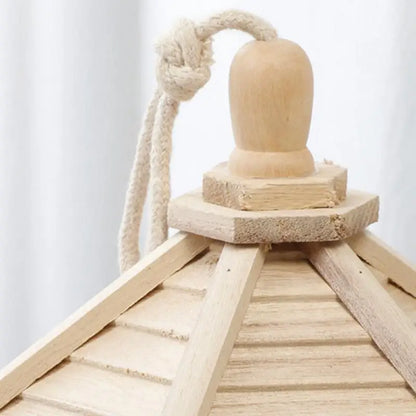 Mangeoire à oiseaux hexagonale en bois - Grande capacité avec toit 