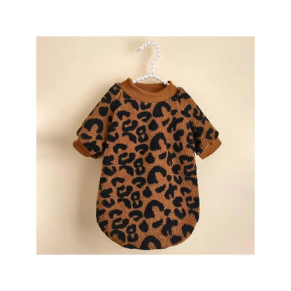 Pull d'hiver à imprimé léopard pour chien - Pull chaud et élégant pour animaux de compagnie pour bouledogues français, chiots et petits chiens 