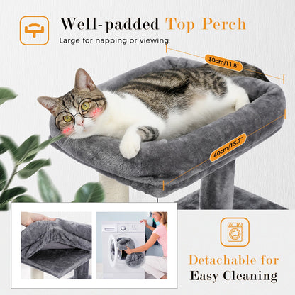 Arbre à chat de luxe – Condos doubles, hamac, perchoir spacieux, griffoirs en sisal