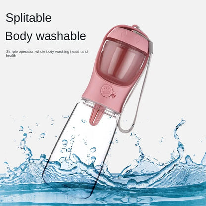 Bouteille d'eau pour animaux de compagnie, matériau portable de qualité alimentaire, bouteille d'eau pour chien et chat, bouteille de voyage avec distributeur de nourriture, bouteille d'eau pour chiot