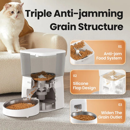 ROJECO Distributeur automatique de nourriture pour chat WIFI 2L Distributeur intelligent de nourriture pour animaux de compagnie pour chiens et aliments secs Distributeur de croquettes avec accessoires de télécommande