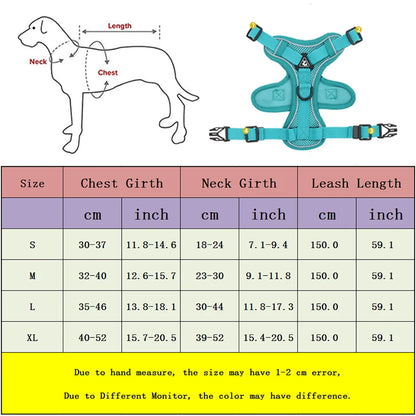 Ensemble harnais et laisse anti-traction pour chien – Gilet en maille réfléchissante réglable pour chiens de petite et moyenne taille, chats, bouledogues français 
