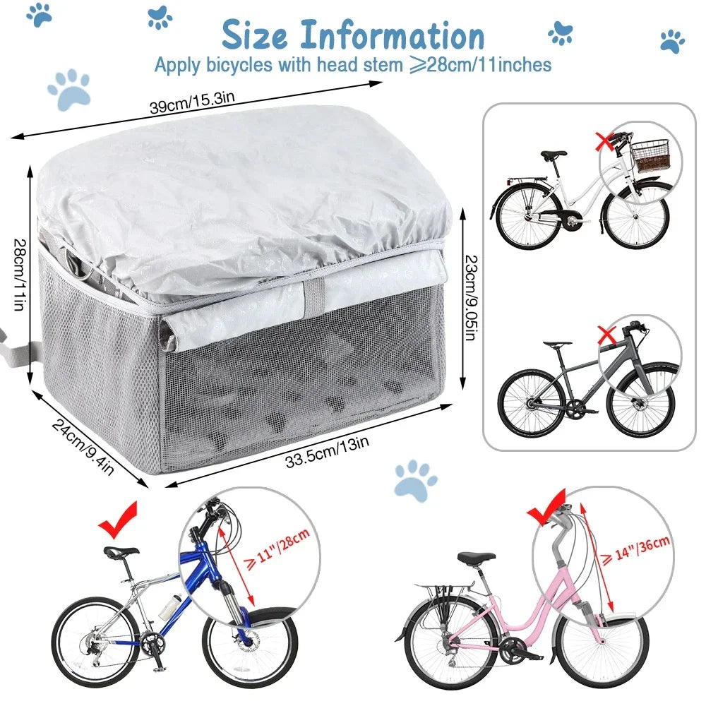 Panier de vélo pour chien – Porte-vélo amovible, respirant et confortable pour animaux de petite et moyenne taille 