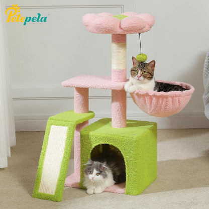 Arbre à chat de luxe – Condos doubles, hamac, perchoir spacieux, griffoirs en sisal