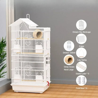 Cage à oiseaux multifonctionnelle de 100 cm – Légère, durable et idéale pour les pinsons, les canaris et les calopsittes 