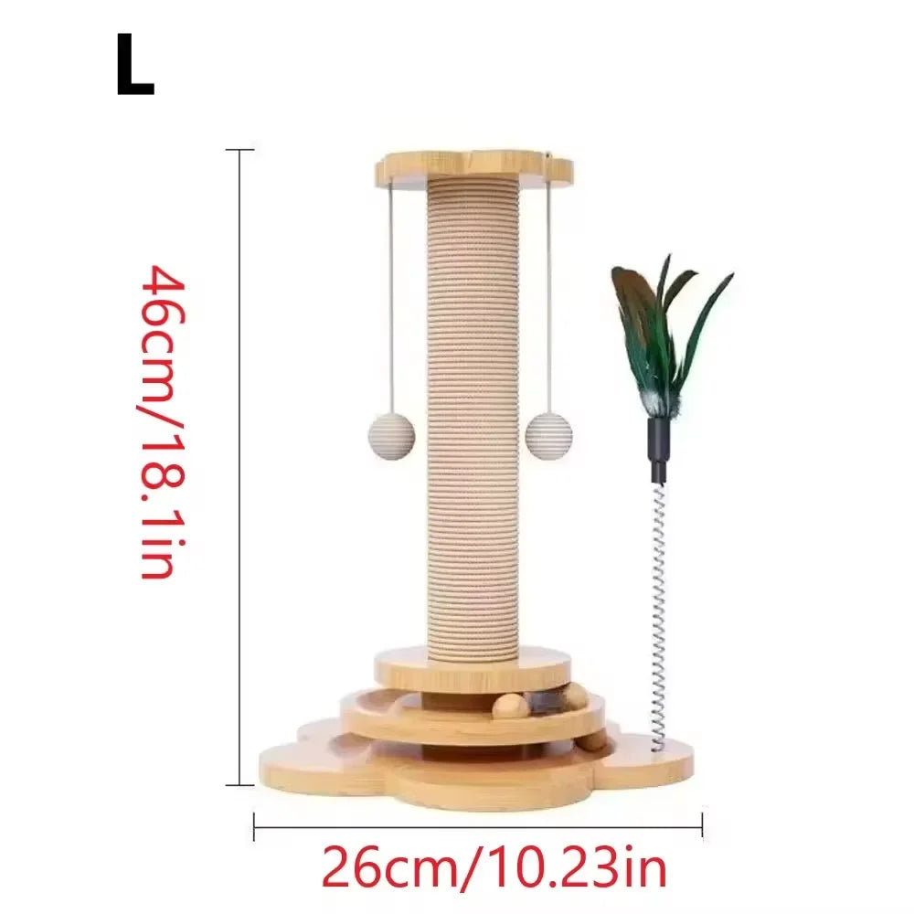 Arbre à chat avec plateau tournant – Jouet amusant pour chat avec planche en sisal, bâton de taquinerie et design durable 