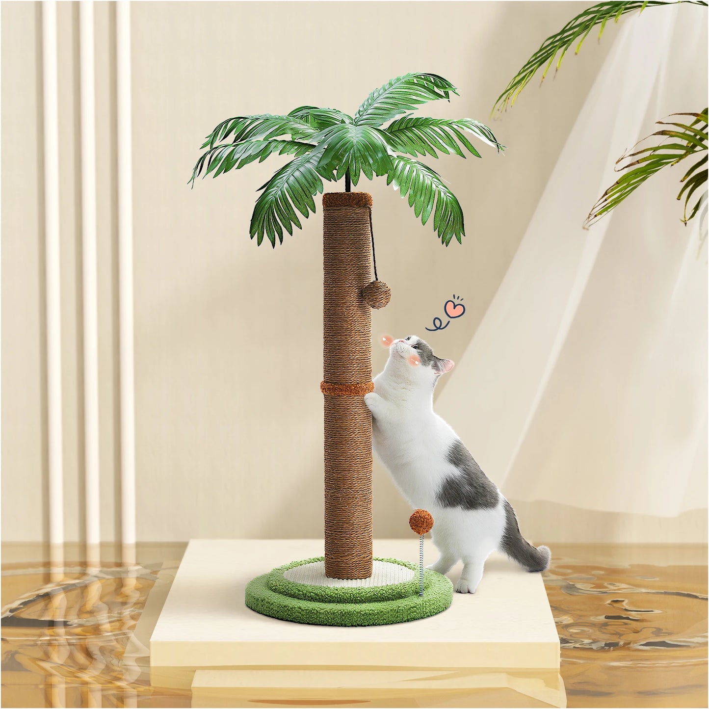 Arbre à chat haut avec balles interactives – Arbre à chat en sisal pour grands chats et chatons