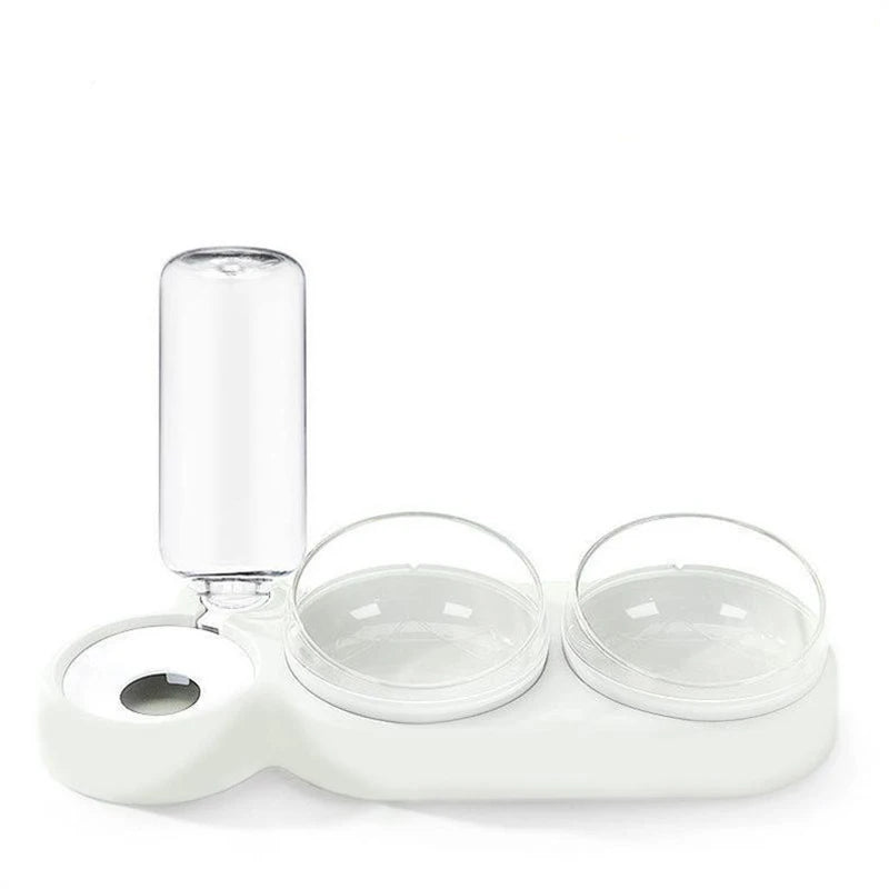 Gamelle pour chat avec fontaine à eau – Conception à double bol anti-basculement, mangeoire inclinée pour chats 