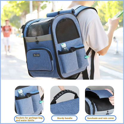 Sac à dos de transport pour chien – Sac de voyage robuste, respirant, pliable et à double porte pour animaux de compagnie jusqu'à 20 lb