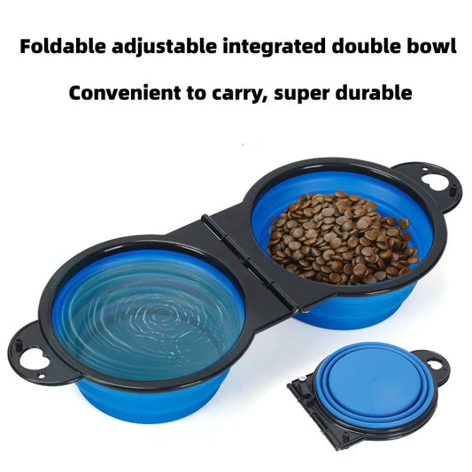 Gamelle de voyage pliable 2 en 1 pour chiens et chats – Gamelle portable pour nourriture et eau pour les aventures en plein air