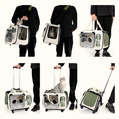 Poussette pliable pour animaux de compagnie avec conception à 4 roues