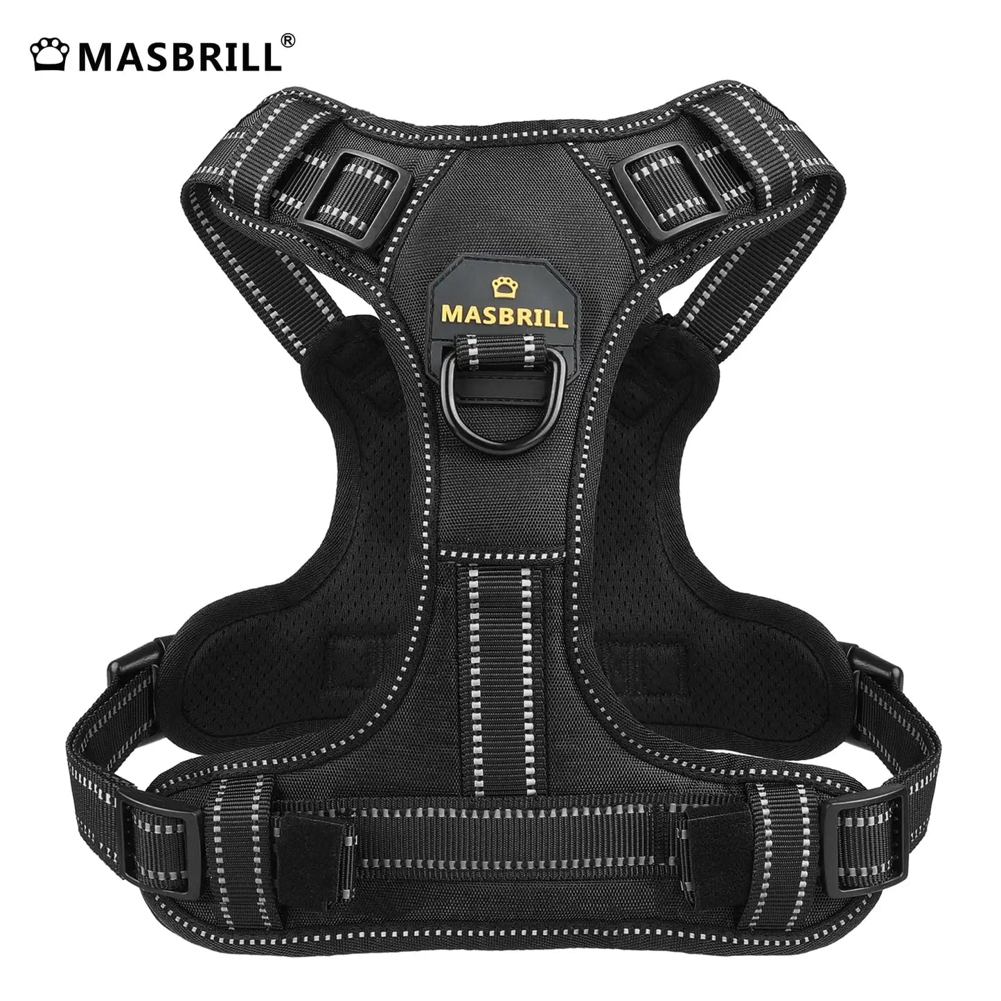 MASBRILL Pet No-Pull Harness – Upgrade Version Reflective Nylon Adjustable Dog Vest for Medium & Large Dog