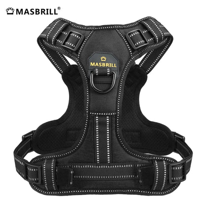 MASBRILL Pet No-Pull Harness – Upgrade Version Reflective Nylon Adjustable Dog Vest for Medium & Large Dog