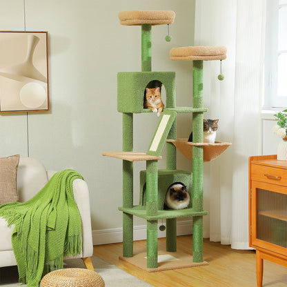 Arbre à chat à plusieurs niveaux de 180 cm de haut avec hamac et griffoirs