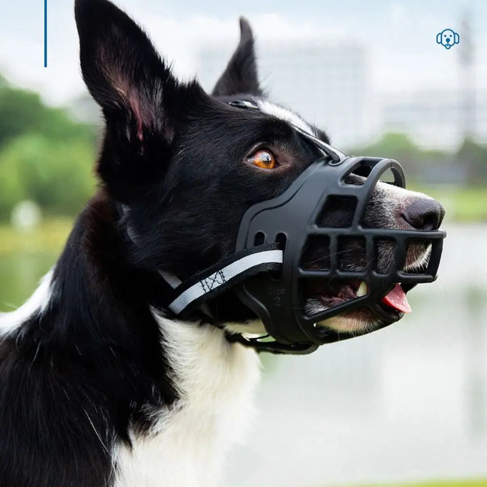 Muselière réglable pour chien avec bande réfléchissante – Design anti-morsure, respirant, permet de boire de l'eau