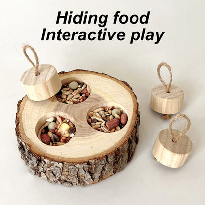 Jouet à mâcher en bois de forme ronde pour perroquet, fournitures éducatives pour petits oiseaux de compagnie, perroquet, hamster, lapin, jouets à mâcher, jouets de recherche de nourriture