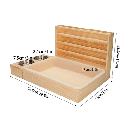 Wooden Bunny Hay Feeder with Litter Box – Rabbit & Small Animal Food Dispenser