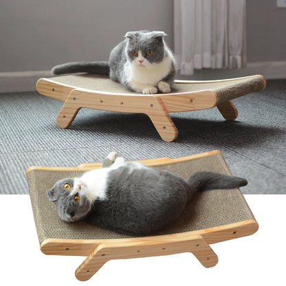 Grattoir à chat en bois, lit de salon amovible, poteau à gratter 3 en 1 pour chats, jouets pour griffes de meulage, planche à gratter pour chat