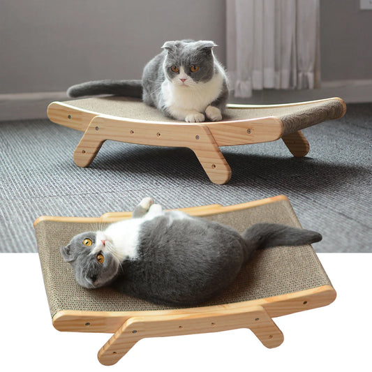 Grattoir à chat en bois, lit de salon amovible, poteau à gratter 3 en 1 pour chats, jouets pour griffes de meulage, planche à gratter pour chat