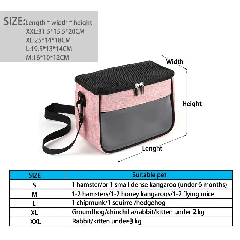 Sac à bandoulière incliné pour lapin, hamster, hérisson, furet, sac de voyage portable pour petit animal de compagnie, sac de transport respirant pour animaux