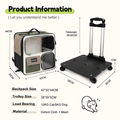 Chariot pour chien et chat, poussette pliable pour animaux de compagnie, 4 roues universelles, valise de voyage pour animaux de compagnie