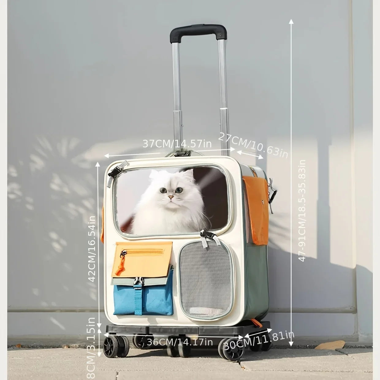 Chariot de transport pour animaux de compagnie avec roues silencieuses - Confortable et respirant 